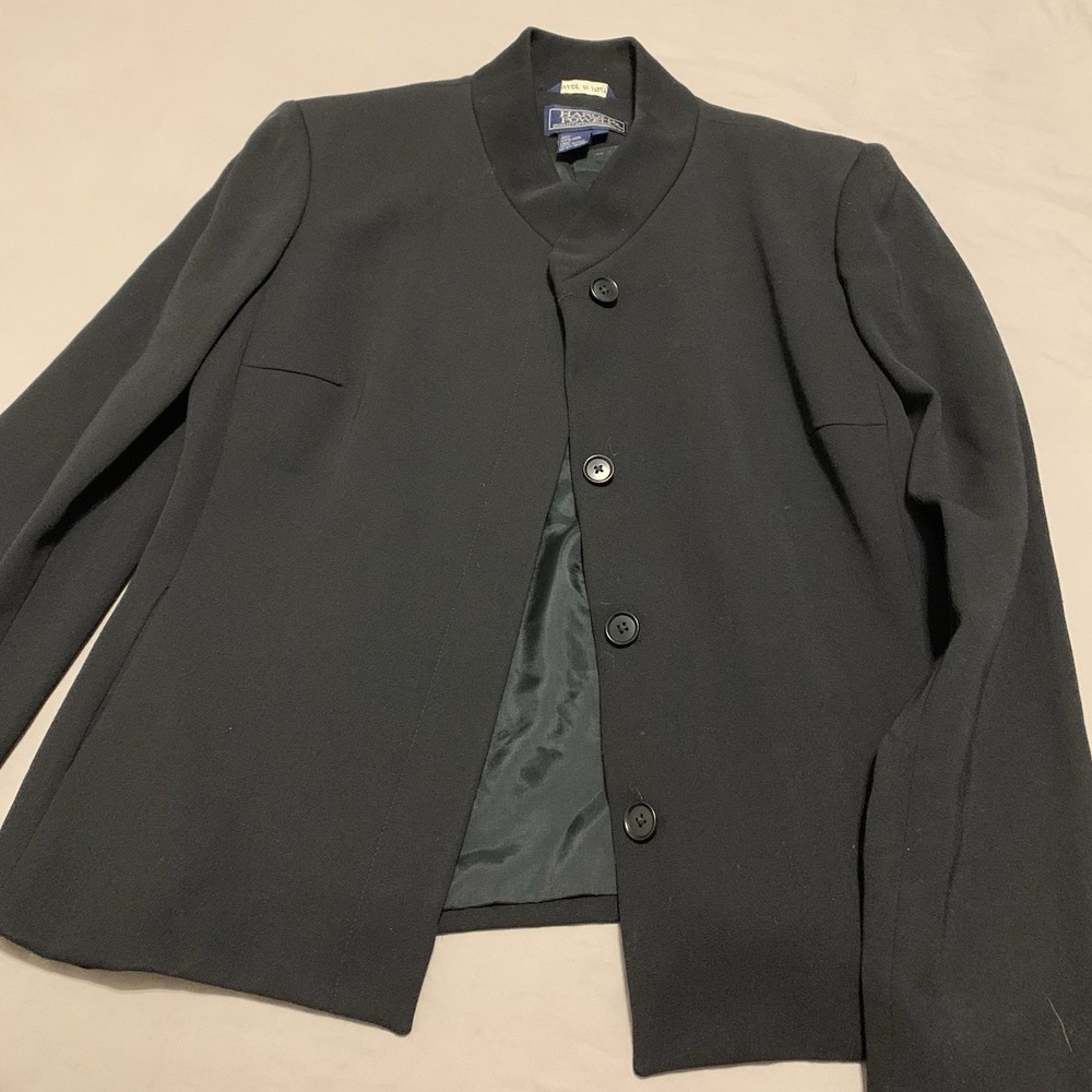 Harold Powell Black Women's Blazer Wool Size 8 Slit Pockets Buttons Office Italy